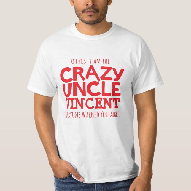 Verrückter Onkel genannt roten typografischen T-Shirt (Vorderseite)
