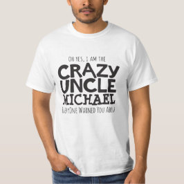 Verrückter Onkel genannt schwarzen typografischen T-Shirt