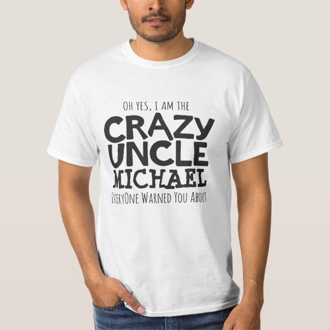 Verrückter Onkel genannt schwarzen typografischen T-Shirt (Vorderseite)