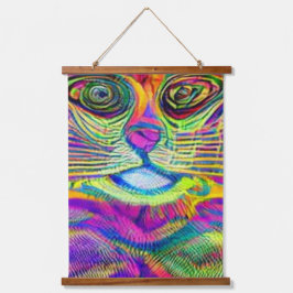 verrückter psychedelischer Kool Katz 17 Wandteppich Mit Holzrahmen