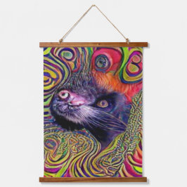 verrückter psychedelischer Kool Katz 19 Wandteppich Mit Holzrahmen