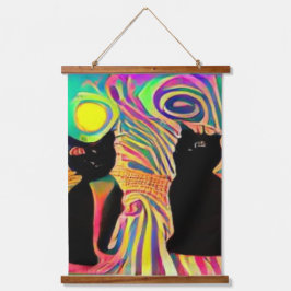 verrückter psychedelischer Kool Katz 2 Wandteppich Mit Holzrahmen