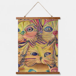 verrückter psychedelischer Kool Katz 3 Wandteppich Mit Holzrahmen