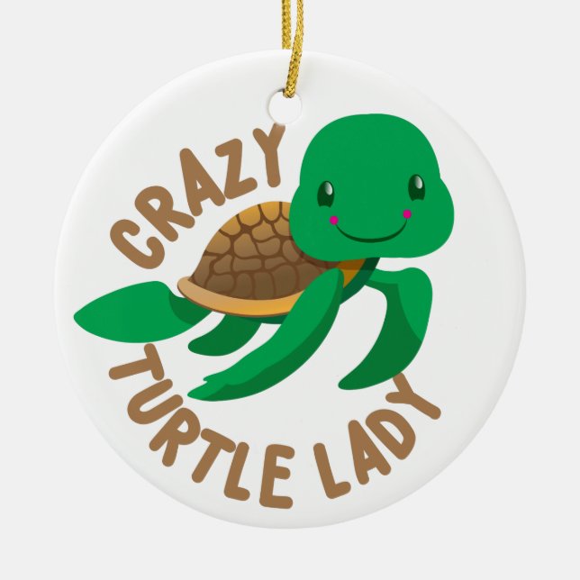 verrückter Schildkrötedamenkreis Keramikornament (Vorne)