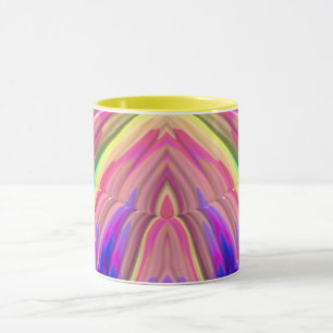 ~ Verrücktes 3D-Fraktal ~ Blau Pink Mauve Gelb Tasse