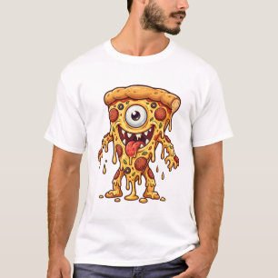 Verrücktes einäugiges Pizza-Monster Süße Kawaii-Ku T-Shirt