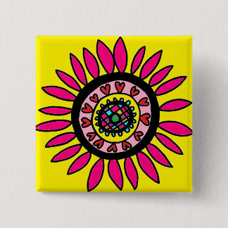 Verrücktes Gänseblümchen-Knopf-Pink auf hellem Button