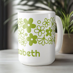 Verrücktes Gänseblümchen-Muster in Frühlingsgrün m Kaffeetasse