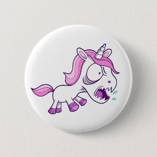 Verrücktes geisteskrankes kleines Einhorn Button