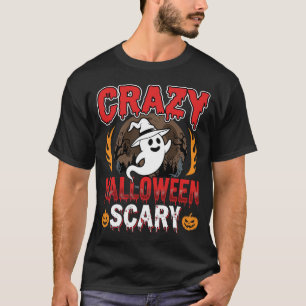 Verrücktes Halloween Gruseliges Gespenst und Kürbi T-Shirt