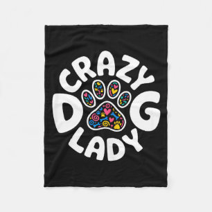 Verrücktes-Hunde-Dame-Shirt lustige Frauen Kinder Fleecedecke