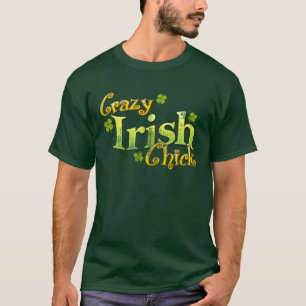 Verrücktes irisches Küken-lustiger T - Shirt Ret
