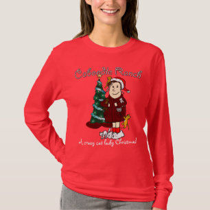 'Verrücktes Katzen-Dame Christmas' T-Shirt