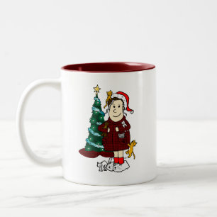 'Verrücktes Katzen-Dame Christmas' Zweifarbige Tasse