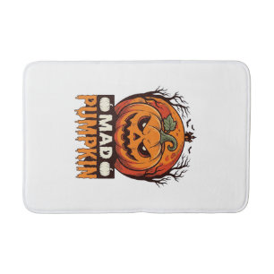 Verrücktes Kürbis-Halloween Vintage-Stichdesign_1 Badematte
