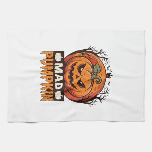 Verrücktes Kürbis-Halloween-Vintage-Stichdesign_1 Geschirrtuch