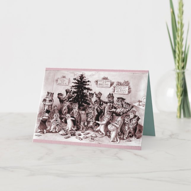 Verrücktes Miezekatze-Weihnachten Feiertagskarte (Vorderseite)