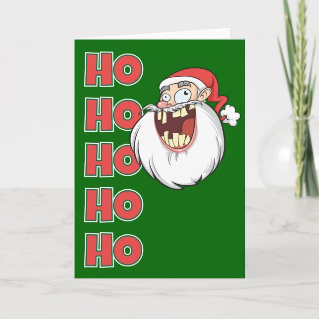 Verrücktes Weihnachtsmann-Lachen Feiertagskarte (Vorderseite)