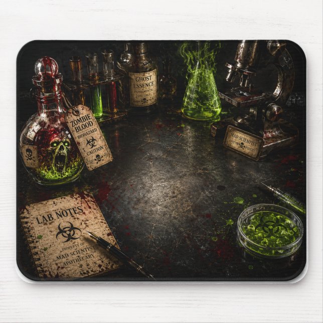 Verrücktes Wissenschaftler-Labor-Halloween-Party Mousepad (Vorne)