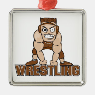 verrücktes Wrestler-Ringkampf-Design Ornament Aus Metall