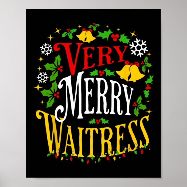 Verry Merry Waitress Weihnachtsserver Paja Poster (Vorne)
