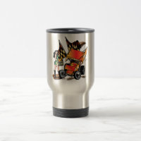 Vers le bas et tasse inoxydable de voiture sale de