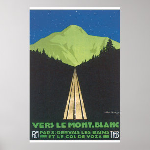 Vers Le Mont. Poster Vintage voyage Blanc