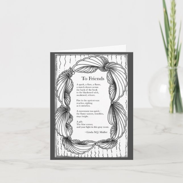 Vers les amis poème Petit, 4" x 5,6" Carte de note (Devant)