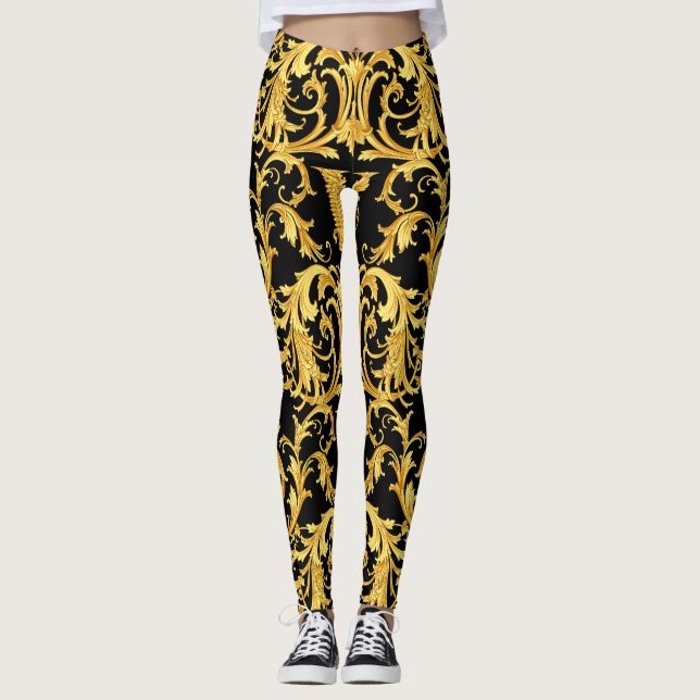 Versace Barocco Collection-Muster Leggings (Vorderseite)