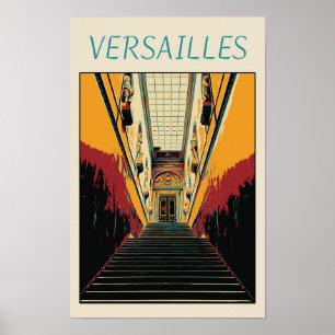 Versailles château Illustration Frankreich Postcar Poster