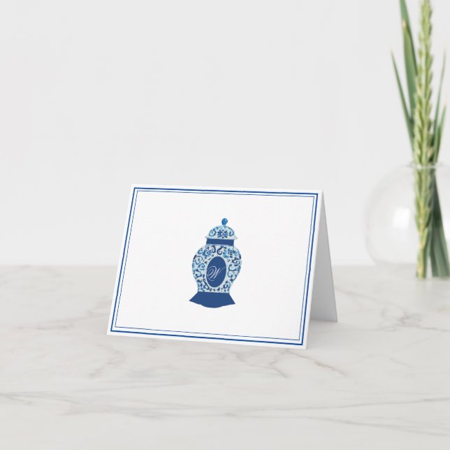 Versailles Chinoiserie Ginger Jar Monogram W Dankeskarte (Vorderseite)