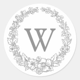 Versailles Gray | Monogramm für den klassischen Bl Runder Aufkleber