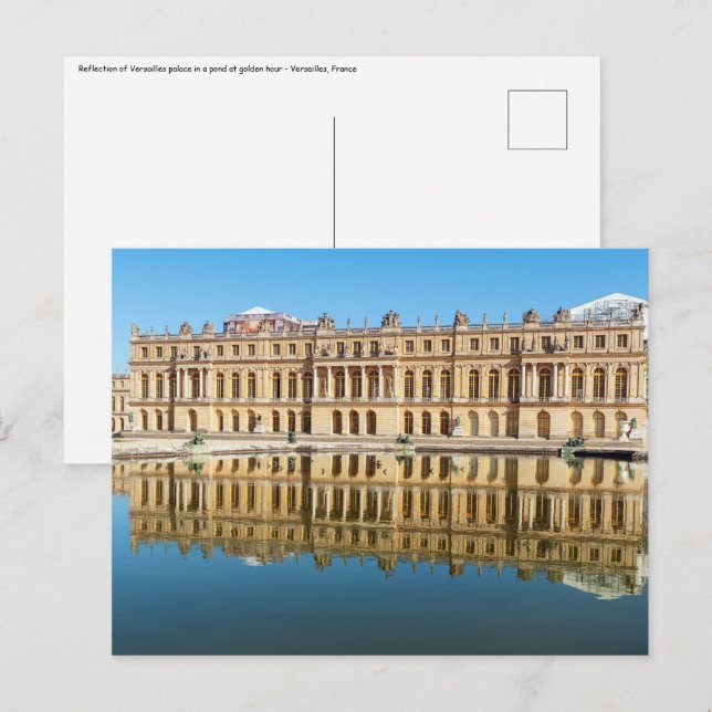 Versailles Palast und Reflexion in einem Teich Postkarte (Vorne/Hinten)