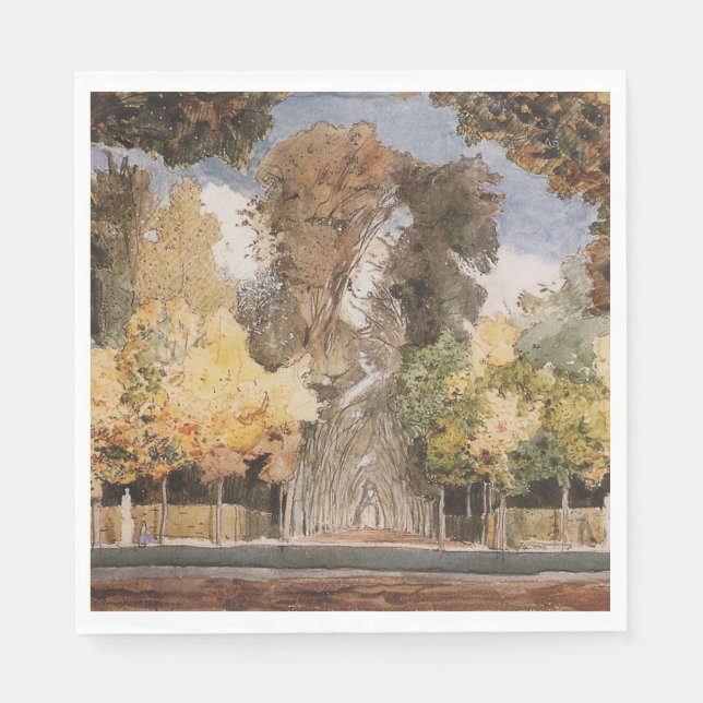 Versailles Park im Herbst (von Konstantin Somov) Serviette (Vorderseite)