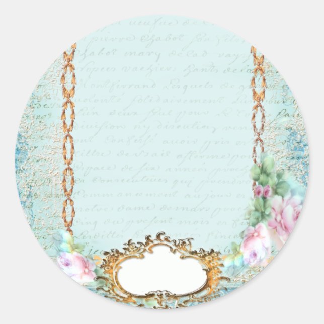 Versailles Pink Roses n Lace Runder Aufkleber (Vorderseite)