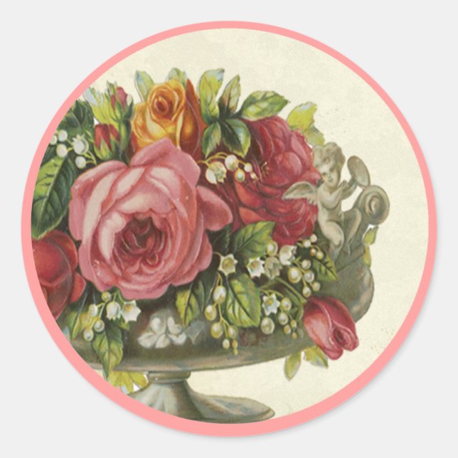 Versailles Rose Runder Aufkleber (Vorderseite)
