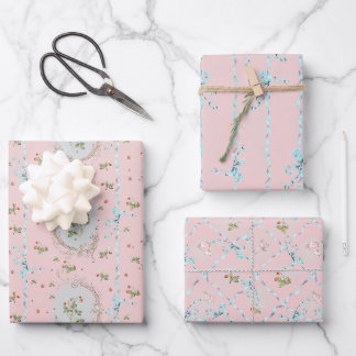 Versailles Strawberrys & Ribbons Pink Geschenkpapier Set