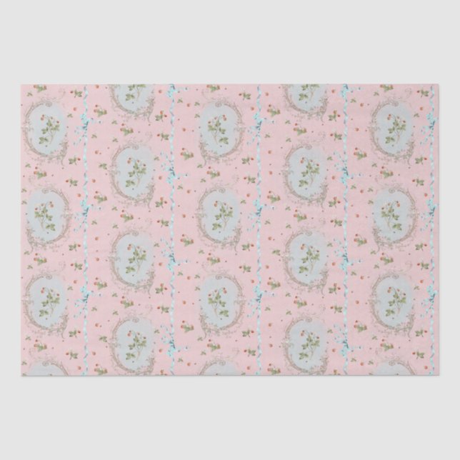 Versailles Strawberrys & Ribbons Pink Seidenpapier (Vorderseite)