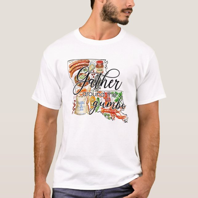 Versammelt euch um den T - Shirt von Gumbo Cajun L (Vorderseite)