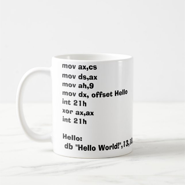 Versammlungsteilnehmer-Tasse HelloWorld! Kaffeetasse (Links)