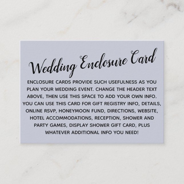 Versatile Custom Simple DIY Wedding Dusty Blue Begleitkarte (Vorderseite)