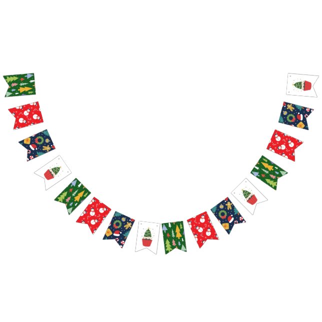 Versatile Four-Design Christmas Party Bunting Wimpelkette (Alle)