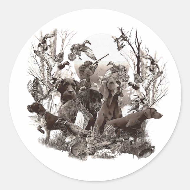 Versatile Jagdhunde Runder Aufkleber (Vorderseite)