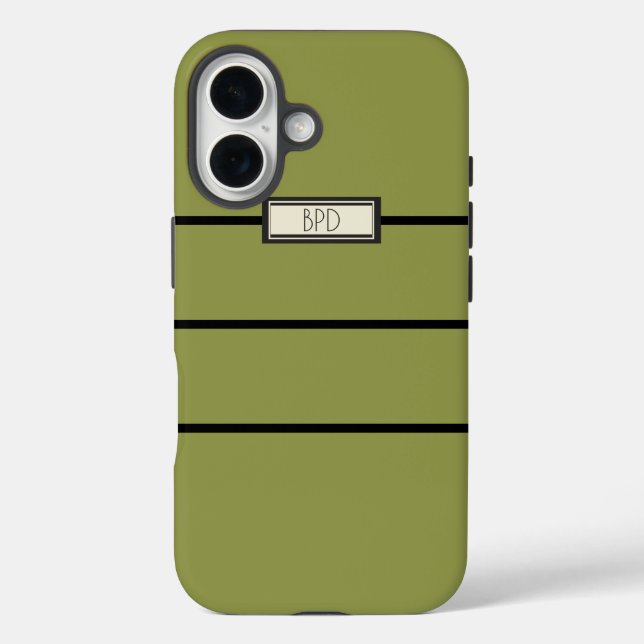 Versatile Stylische Mit Monogramm Moderne Gelbgrün iPhone 16 Hülle (Rückseite)