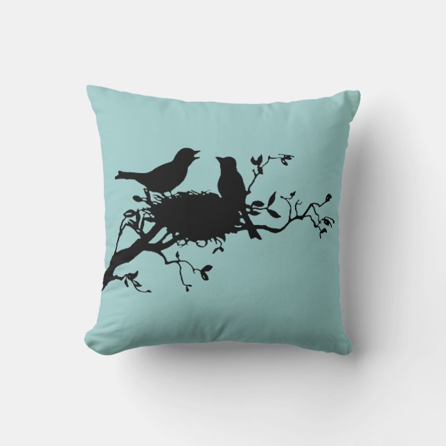 Verschachtelungs-Vogel-Silhouette-Kissen Kissen (Vorderseite)