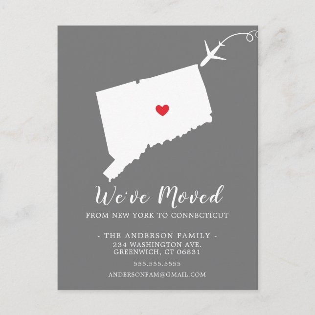 Verschieben der Ankündigungs-Staat-Anschlusskarte Postkarte (Vorderseite)