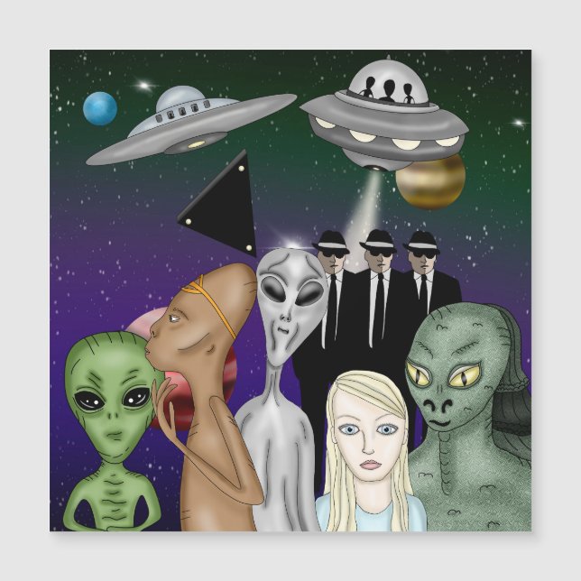 Verschiedene Alien Art, UFO, Planeten Artwork Magnetkarte (Vorderseite)
