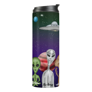 Verschiedene Alien Art, UFO, Planeten, rostfrei Thermosbecher