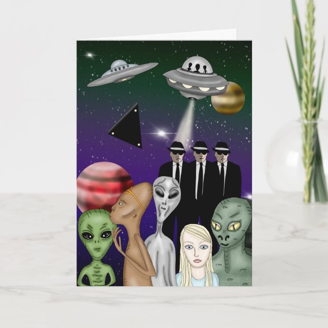 Verschiedene Alien Arten, UFO, Planeten Personalis Karte (Vorderseite)