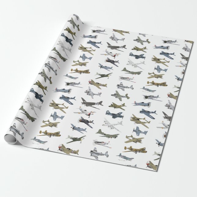 Verschiedene amerikanische WW2-Flugzeuge Geschenkpapier (Ungerollt)